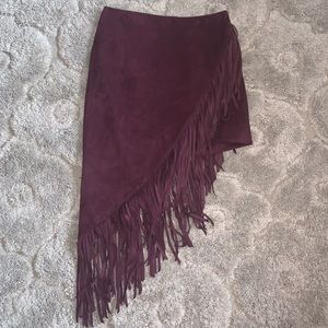 Fringe a-symmetrical skirt